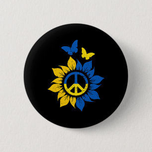 Sonnenblume Ukrainische Flagge Vintage Ich stehe m Button