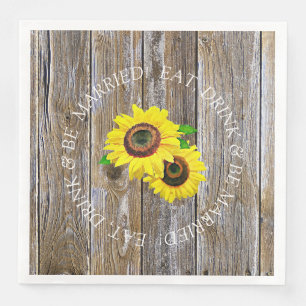 Sonnenblume und bedrücktes Holz Serviette