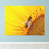 Sonnenblume und Biene Leinwanddruck (Insitu (Holzboden))