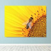 Sonnenblume und Biene Leinwanddruck (Insitu (Holzboden))