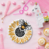 Sonnenblume und Biene Pappteller (Party)