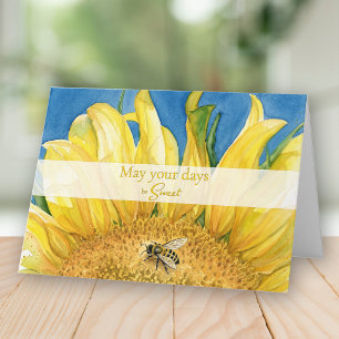 Sonnenblume und Biene Süße Tage Rosh Hashanah Karte