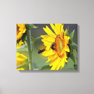 Sonnenblume-und Bienen-Leinwand-Druck Leinwanddruck