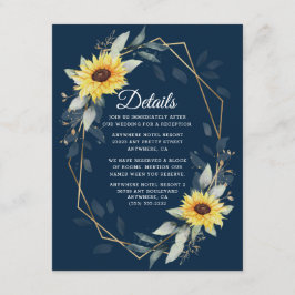 Sonnenblume und blau-geometrische Hochzeit Begleitkarte