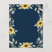 Sonnenblume und blau-geometrische Hochzeit Begleitkarte (Rückseite)