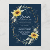 Sonnenblume und blau-geometrische Hochzeit Begleitkarte (Vorderseite)