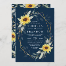 Sonnenblume und blau-geometrische Hochzeit