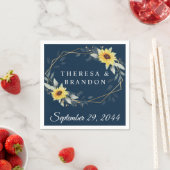 Sonnenblume und blau-geometrische Hochzeit Serviette (Beispiel)