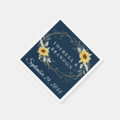 Sonnenblume und blau-geometrische Hochzeit Serviette (Ecke)