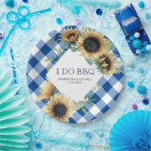Sonnenblume und Blauer Gingham I. GRILLEN Pappteller (Party)