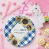 Sonnenblume und Blauer Gingham I. GRILLEN Pappteller (Party)