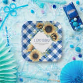 Sonnenblume und Blauer Gingham I. GRILLEN Pappteller (Party)