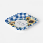 Sonnenblume und Blauer Gingham I. GRILLEN Pappteller (Gewinkelt)