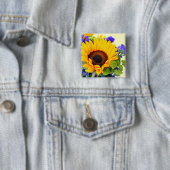 Sonnenblume und Blauer Statice Button (Beispiel)