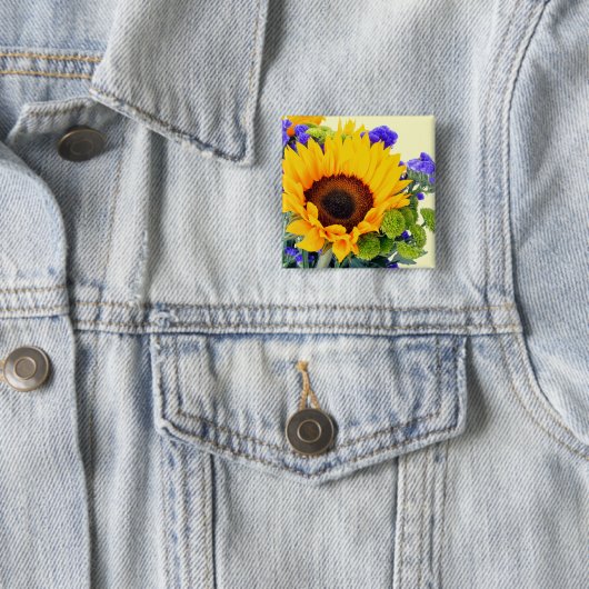Sonnenblume und Blauer Statice Button (Beispiel)