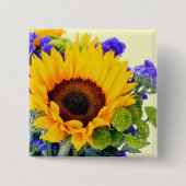 Sonnenblume und Blauer Statice Button (Vorderseite)