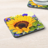 Sonnenblume und Blauer Statice Getränkeuntersetzer (Linke Seite)