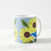 Sonnenblume-und Blauhäher-Tasse Kaffeetasse (VorderseiteRechts)