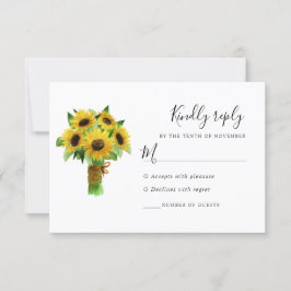 Sonnenblume und blütenblaue Hochzeitskarte RSVP Karte