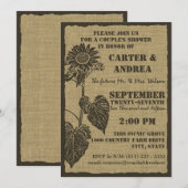 Sonnenblume und Burlap Couple-Dusche Einladung (Vorne/Hinten)