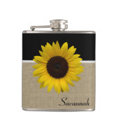 Sonnenblume und Burlap Flachmann (Vorderseite)