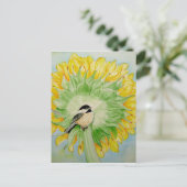 Sonnenblume und Chickadee Postkarte (Stehend Vorderseite)