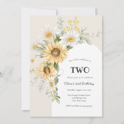 Sonnenblume und Daisy Birthday Einladung (Vorderseite)