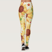 Sonnenblume und Daisy Watercolor  Leggings (Rückseite)