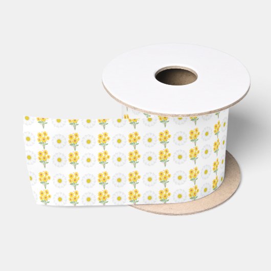 Sonnenblume und Gänseblümchen Satinband (Spule)
