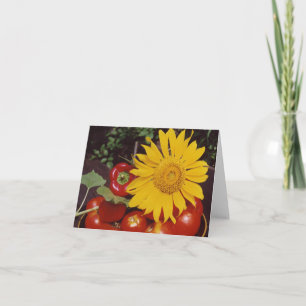 Sonnenblume und Gemüse - Tomaten, rote Karte