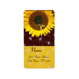 SONNENBLUME UND HONENBIE, BLÜHEN, BLÜHEN ADRESSAUFKLEBER