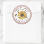 Sonnenblume und Honigbeere-Etikett Rosa gestrichel Runder Aufkleber (Tasche)