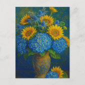 Sonnenblume und Hydrangea Postkarte (Vorderseite)