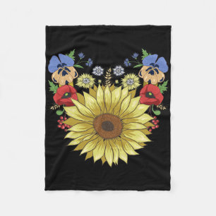 Sonnenblume und Klatschmohn Lustig Ukraine Floral  Fleecedecke