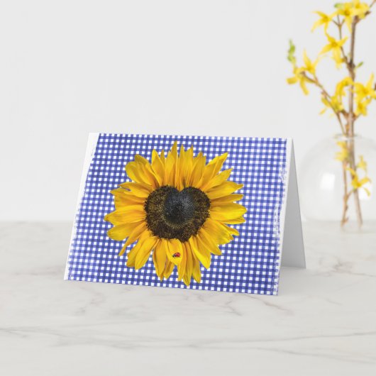 Sonnenblume und Ladybug zu Gingham Karte (Gelbe Blume)