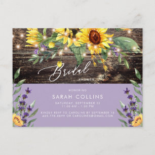 Sonnenblume und Lavender Bridal Rustikale Dusche Einladungspostkarte