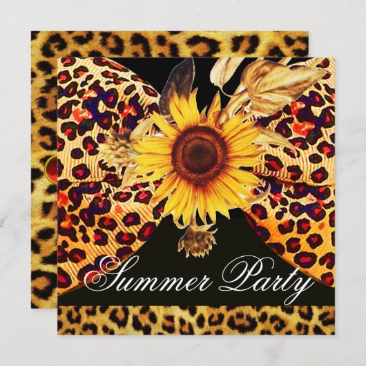 SONNENBLUME UND LEOPARD PUR BOW SOMMER GARDEN PART EINLADUNG (Vorne/Hinten)