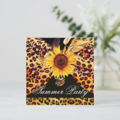 SONNENBLUME UND LEOPARD PUR BOW SOMMER GARDEN PART EINLADUNG (Stehend Vorderseite)