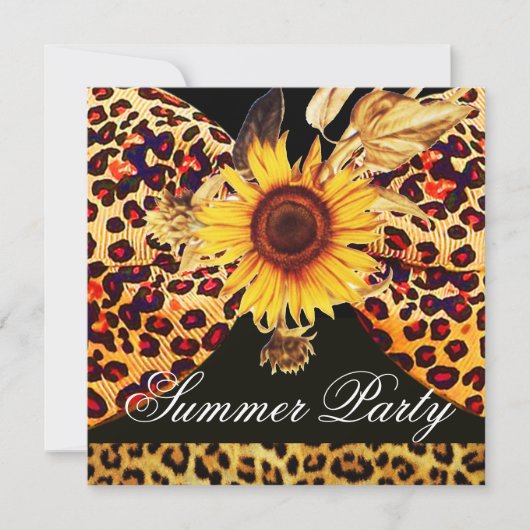 SONNENBLUME UND LEOPARD PUR BOW SOMMER GARDEN PART EINLADUNG (Vorderseite)