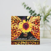 SONNENBLUME UND LEOPARD PUR BOW SOMMER GARDEN PART EINLADUNG (Stehend Vorderseite)
