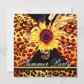 SONNENBLUME UND LEOPARD PUR BOW SOMMER GARDEN PART EINLADUNG (Vorderseite)