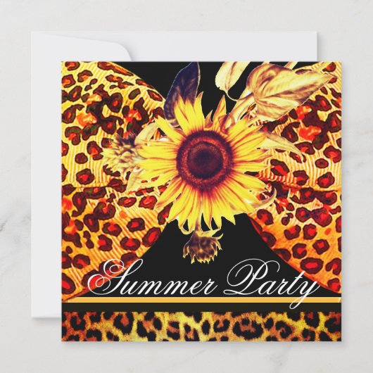 SONNENBLUME UND LEOPARD PUR BOW SOMMER GARDEN PART EINLADUNG (Vorderseite)