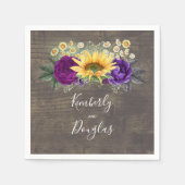 Sonnenblume und Lila Fall Rustikale Hochzeit Serviette (Vorderseite)