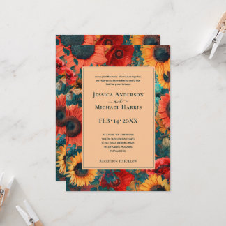 Sonnenblume und Mohnreverie Einladung