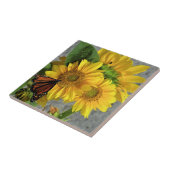 Sonnenblume und Monarch Butterfly Keramik Fliese (Seite)