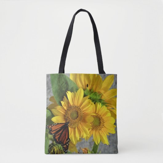 Sonnenblume und Monarch Butterfly Tote Beutel Tasche (Vorderseite)