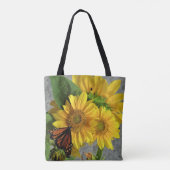 Sonnenblume und Monarch Butterfly Tote Beutel Tasche (Rückseite)