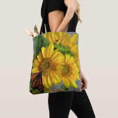 Sonnenblume und Monarch Butterfly Tote Beutel Tasche (Von Nahem)
