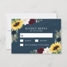 Sonnenblume und Navy Blue Magnolia Burgundy Weddin