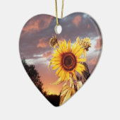 SONNENBLUME UND PINK SOMMER SONNENGESCHMACK HERZ KERAMIK ORNAMENT (Links)